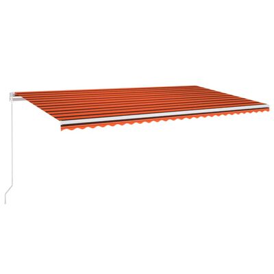 vidaXL markise m. LED-lys 600x350 cm manuel betjening orange og brun