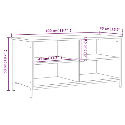 vidaXL tv-bord 100x40x50 cm konstrueret træ grå sonoma-eg