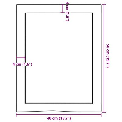 vidaXL bordplade til badeværelse 40x50x(2-6) cm massivt træ lysebrun