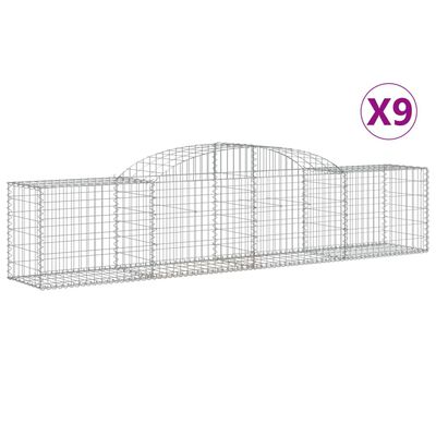 vidaXL buede gabionkurve 9 stk. 300x50x60/80 cm galvaniseret jern