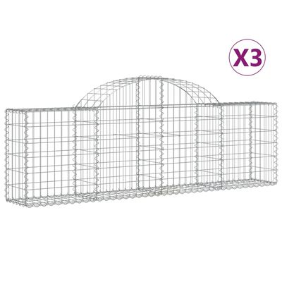 vidaXL buede gabionkurve 3 stk. 200x30x60/80 cm galvaniseret jern