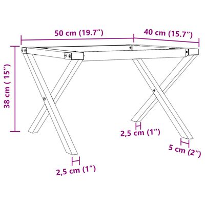 vidaXL bordben til sofabord 50x40x38 cm X-stel støbejern