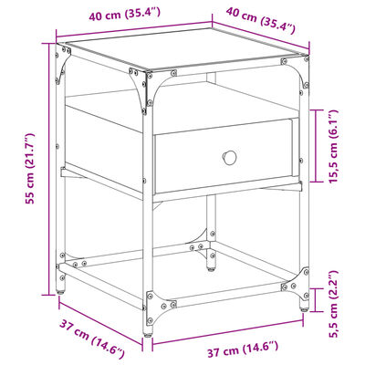 vidaXL sengeborde 2 stk. 40x40x55 cm konstrueret træ sonoma-eg