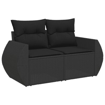 vidaXL sofasæt til haven 6 dele med hynder polyrattan sort