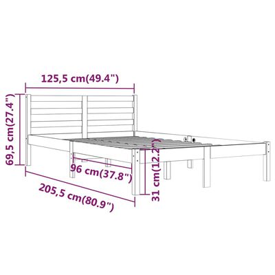 vidaXL sengeramme 120x200 cm massivt fyrretræ hvid