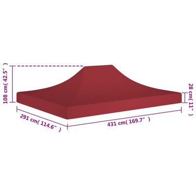 vidaXL tag til festtelt 4,5x3 m 270 g/m² bordeauxfarvet