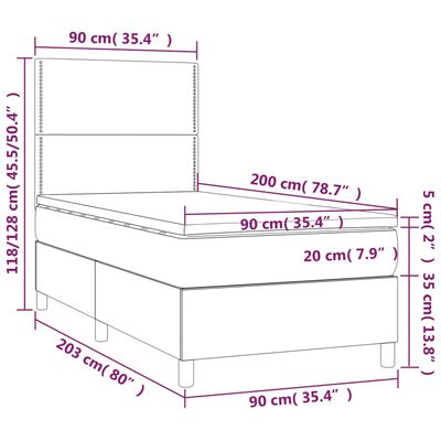 vidaXL kontinentalseng med madras 90x200 cm kunstlæder sort