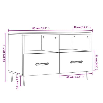 vidaXL tv-bord 80x36x50 cm konstrueret træ sort