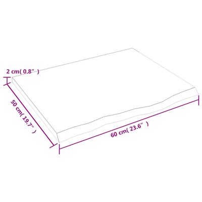 vidaXL væghylde 60x50x2 cm behandlet massivt egetræ lysebrun