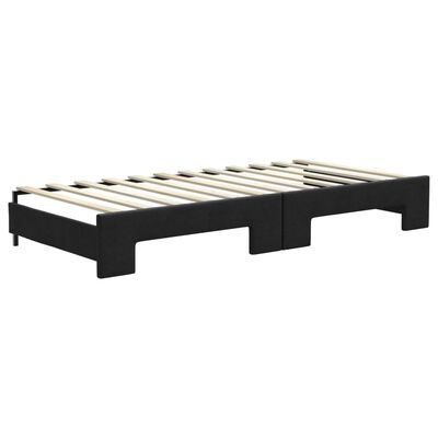 vidaXL daybed med udtræk og skuffer 100x200 cm stof sort