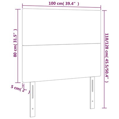 vidaXL sengegavl med LED-lys 100x5x118/128 cm fløjl mørkegrå