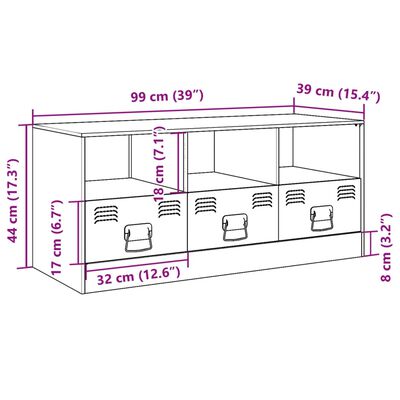 vidaXL tv-bord 99x39x44 cm stål antracitgrå