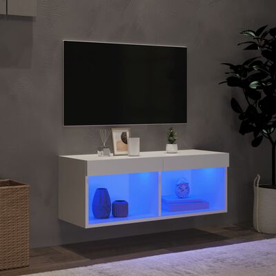 vidaXL tv-bord med LED-lys 80x30x30 cm hvid