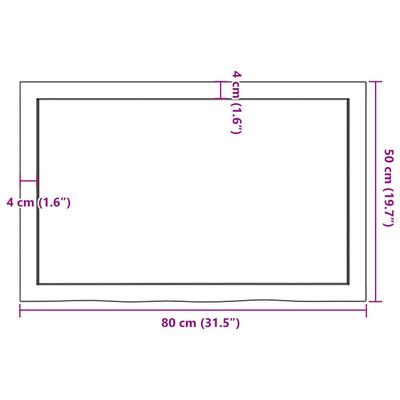 vidaXL bordplade til badeværelse 80x50x(2-6) cm massivt træ mørkebrun