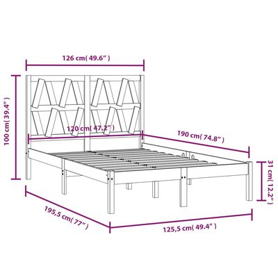 vidaXL sengeramme 120x190 cm massivt fyrretræ