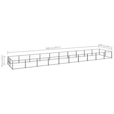 vidaXL hundeløbegård 20 m² stål sort