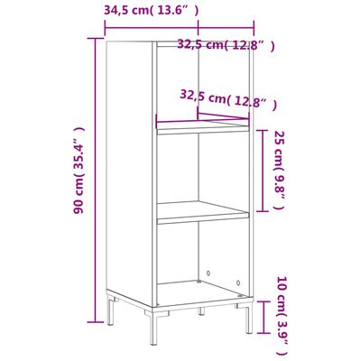 vidaXL skænk 34,5x32,5x90 cm konstrueret træ hvid