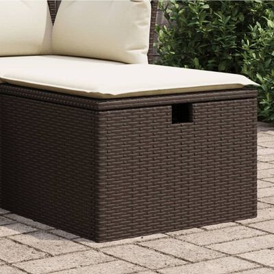 vidaXL haveskammel med hynde 55x55x37 cm polyrattan brun