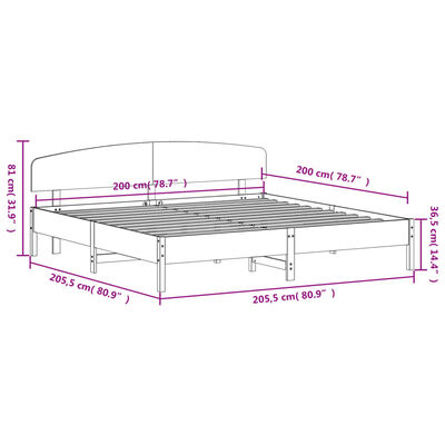 vidaXL sengeramme uden madras 200x200 cm massivt fyrretræ hvid