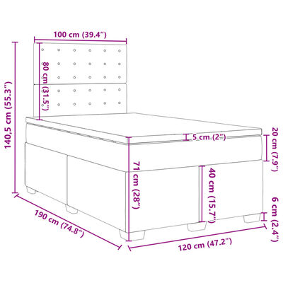 vidaXL kontinentalseng med madras 120x190 cm fløjl mørkegrå