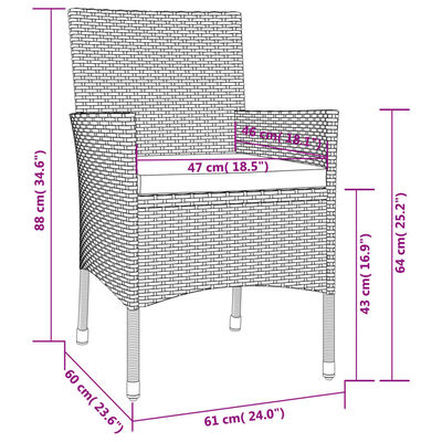 vidaXL spisebordssæt til haven 9 dele med hynder polyrattan beige