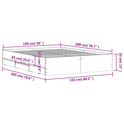 vidaXL sengeramme med skuffer 150x200 cm konstrueret træ sonoma-eg