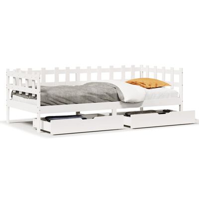 vidaXL daybed med skuffer 90x190 cm massivt fyrretræ hvid