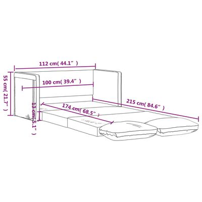 vidaXL 2-i-1 sovesofa 112x174x55 cm stof mørkegrå