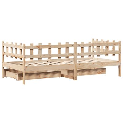 vidaXL daybed med skuffer 80x200 cm massivt fyrretræ