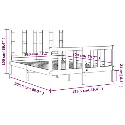 vidaXL sengeramme med sengegavl 120x200 cm massivt træ hvid