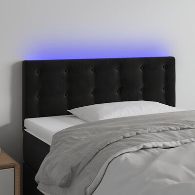 vidaXL sengegavl med LED-lys 100x5x78/88 cm fløjl sort