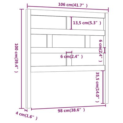 vidaXL sengegærde 106x4x100 cm massivt fyrretræ