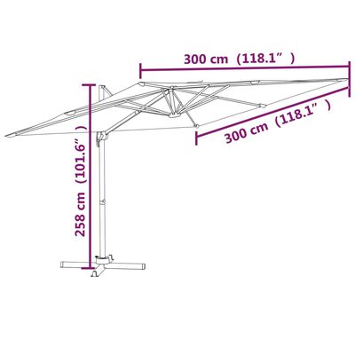 vidaXL hængeparasol med aluminiumsstang 300x300 cm Antracitgrå