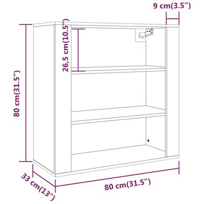 vidaXL vægskab 80x33x80 cm konstrueret træ sonoma-eg