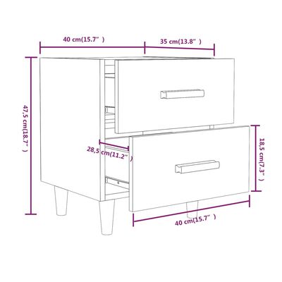 vidaXL sengebord 40x35x47,5 cm røget egetræsfarve