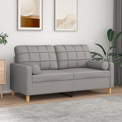 vidaXL 2-personers sofa med puder og hynder 140 cm stof lysegrå