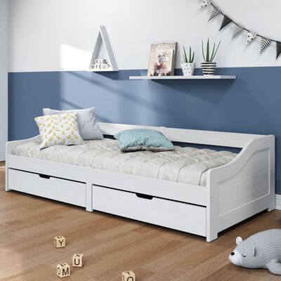 vidaXL daybed med to skuffer IRUN hvid 90x200 cm massivt fyrretræ