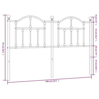 vidaXL sengegavl 140 cm metal hvid