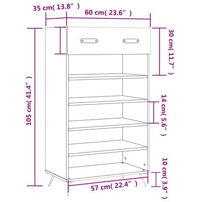 vidaXL skoreol 60x35x105 cm konstrueret træ sonoma-eg