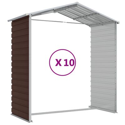 vidaXL haveskur 191x895x198 cm galvaniseret stål brun