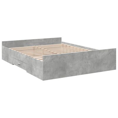 vidaXL sengeramme med skuffer 160x200 cm konstrueret træ betongrå