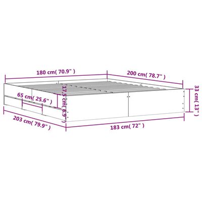 vidaXL sengeramme med skuffer 180x200 cm konstrueret træ sonoma-eg