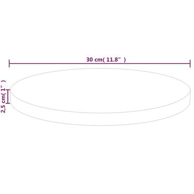 vidaXL rund bordplade Ø30x2,5 cm ubehandlet massivt egetræ