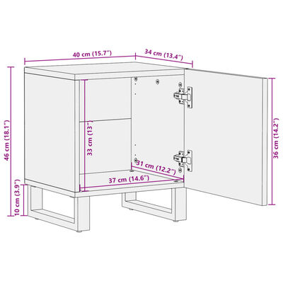 vidaXL sengeborde 2 stk. 40x34x46 cm massivt genbrugstræ