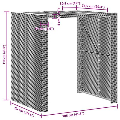 vidaXL barbord til haven 105x80x110 cm akacietop polyrattan sort