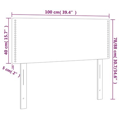 vidaXL sengegavl med LED-lys 100x5x78/88cm kunstlæder cappuccinofarvet