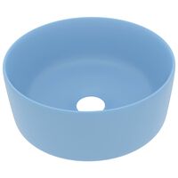 vidaXL luksuriøs håndvask 40x15 cm rund keramik mat lyseblå