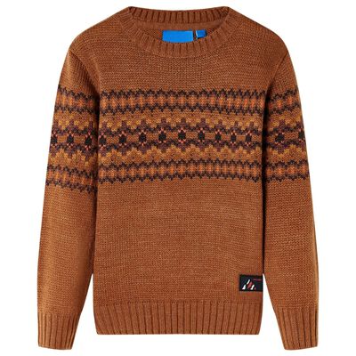 Sweater til børn str. 128 strikket cognacfarvet