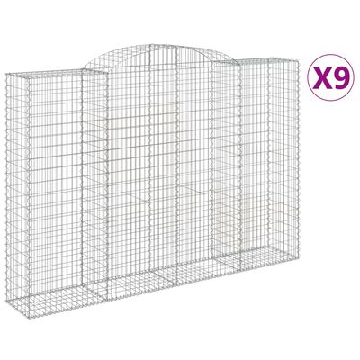 vidaXL buede gabionkurve 9 stk. 300x50x200/220 cm galvaniseret jern