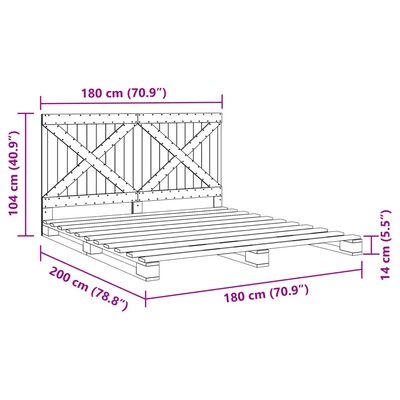 vidaXL sengeramme med sengegavl 180x200 cm massivt fyrretræ